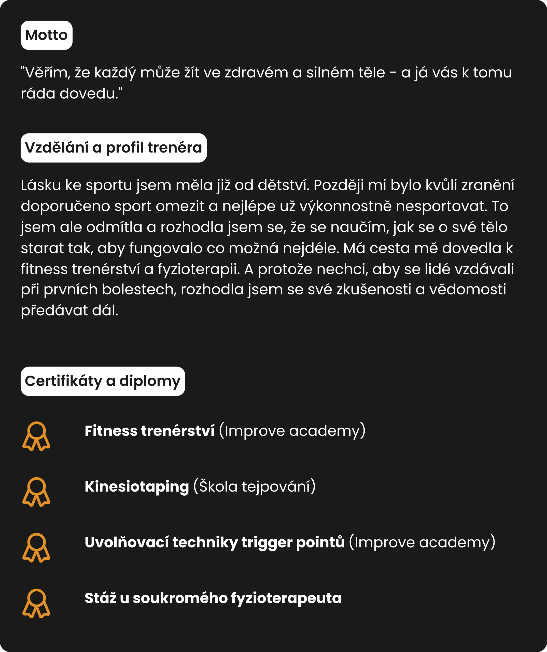 Profil trenéra Tereza Tichá